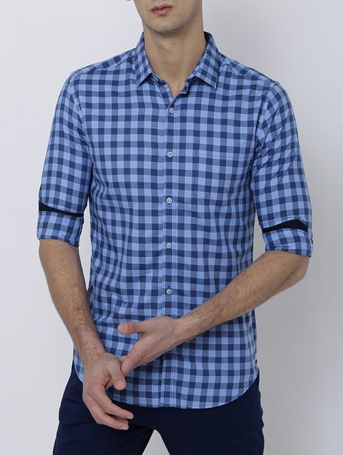 blue cotton casual shirt - 14537316 - Very Small Image - 1