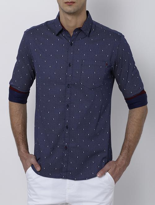 navy blue cotton casual shirt - 14537338 - Very Small Image - 1