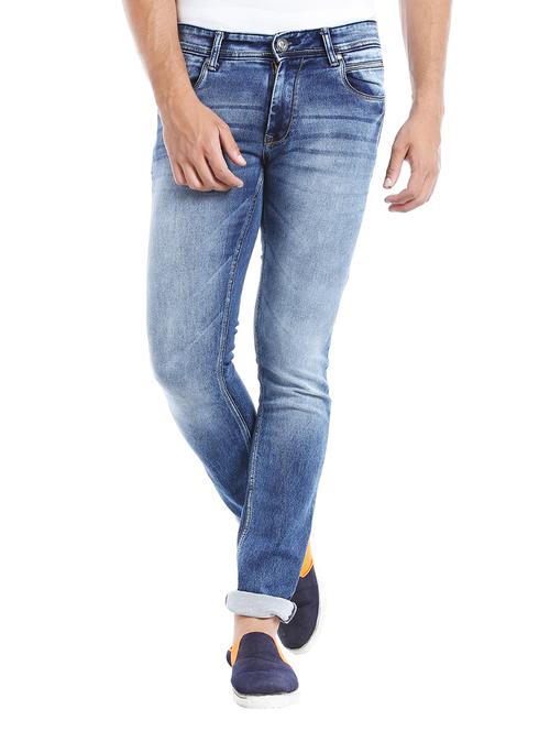 blue cotton blend washed jeans - 14537469 - Standard Image - 1