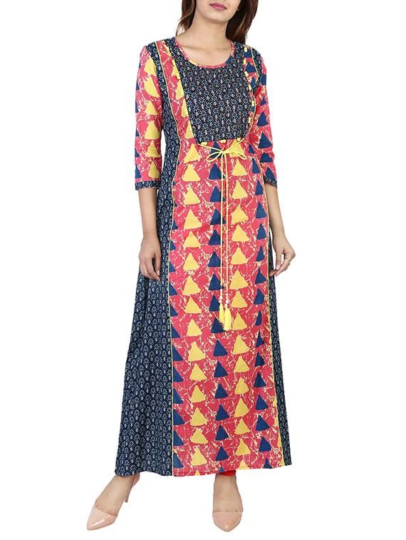 blue cotton a-line kurta - 14537485 - Zoom Image - 1