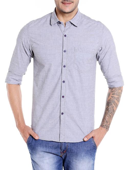 grey cotton casual shirt - 14537487 - Standard Image - 1