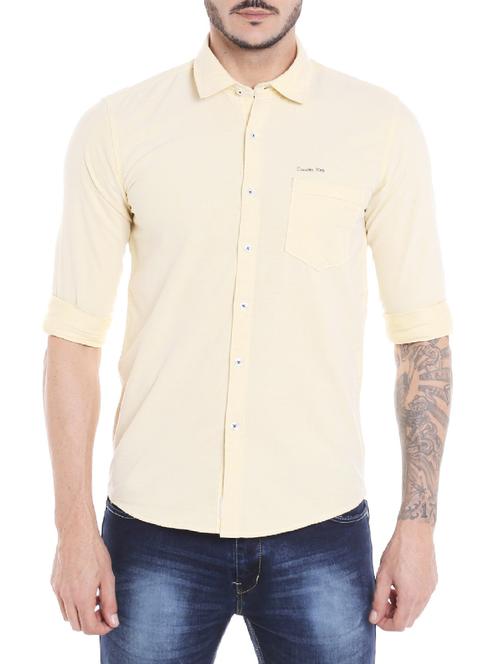 yellow cotton casual shirt - 14537494 - Very Small Image - 1