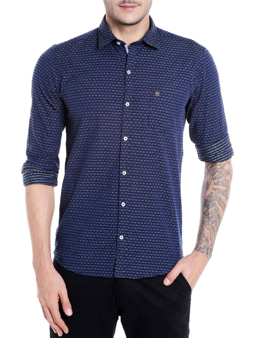 navy blue cotton casual shirt - 14537498 - Zoom Image - 1