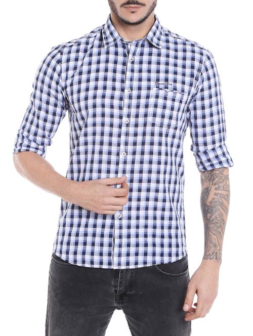 blue cotton casual shirt - 14537501 - Standard Image - 1