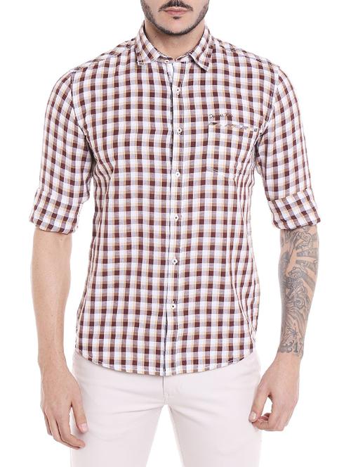 brown cotton casual shirt - 14537503 - Standard Image - 1