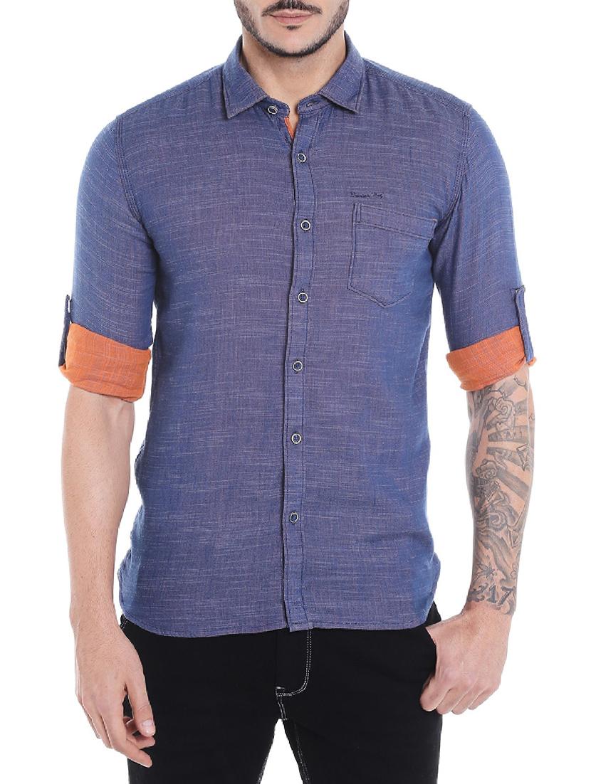 navy blue cotton casual shirt - 14537510 - Zoom Image - 1