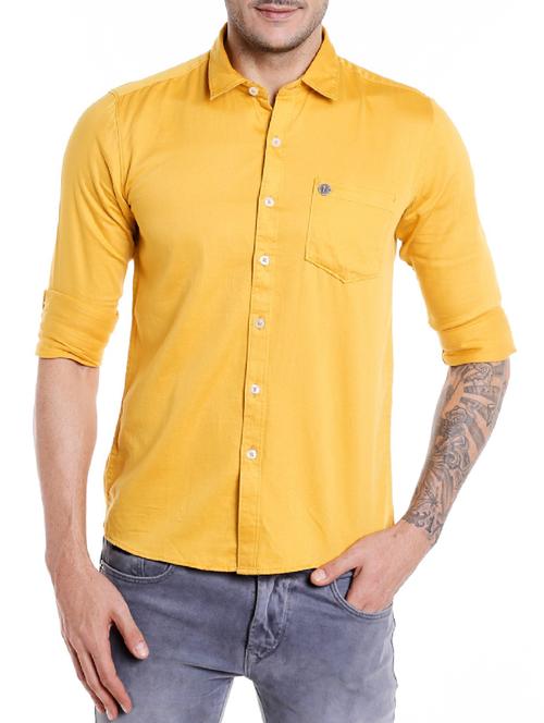 yellow cotton casual shirt - 14537528 - Standard Image - 1