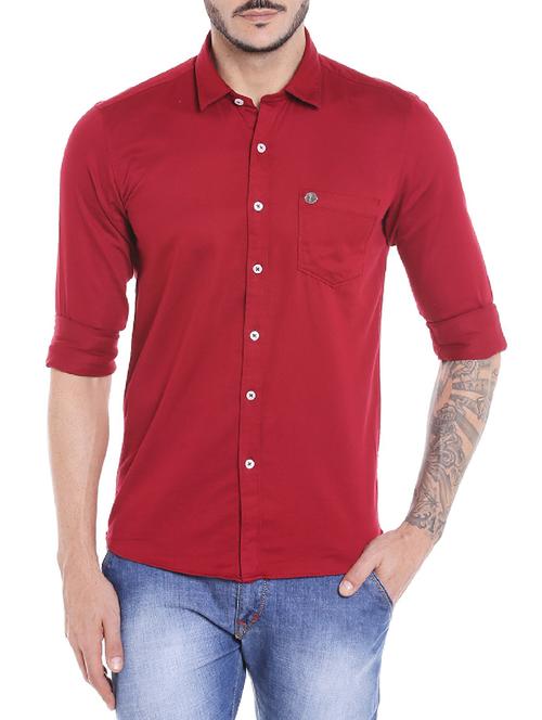 red cotton casual shirt - 14537530 - Standard Image - 1