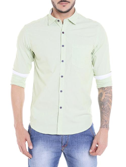 green cotton casual shirt - 14537531 - Standard Image - 1