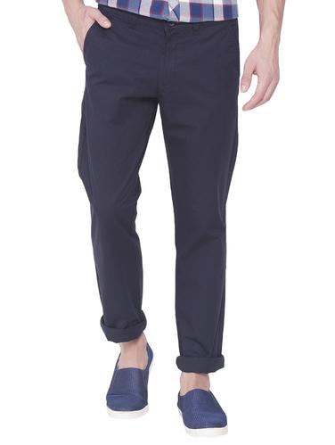 navy blue cotton chinos casual trousers - 14537641 - Very Small Image - 1