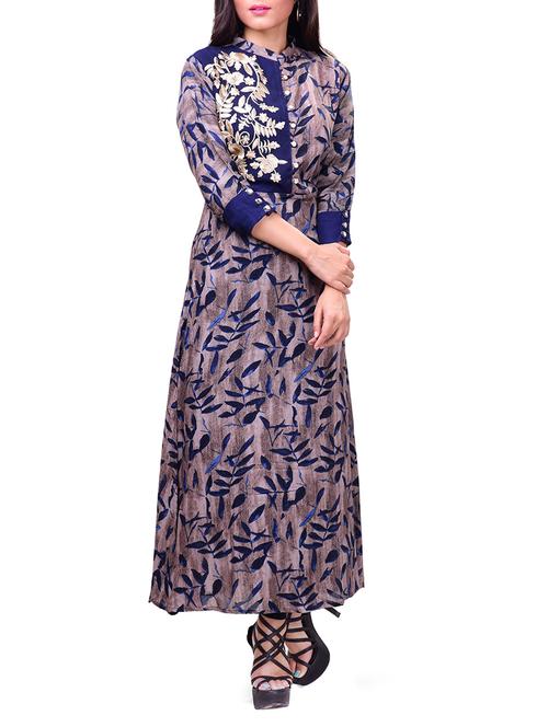 blue rayon flared kurta - 14537662 - Standard Image - 1