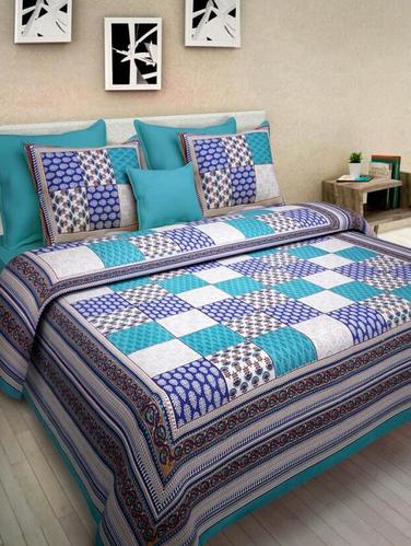 Check Print Double bedsheet with two pillow covers - 14537677 - Very Small Image - 1