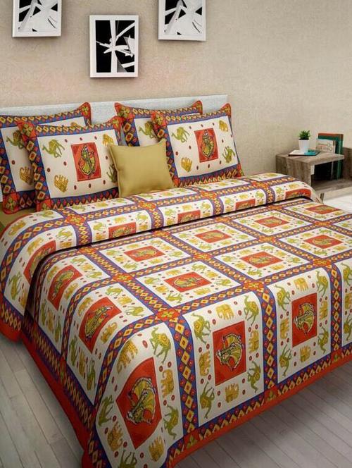 Ethnic Print Double bedsheet with two pillow covers - 14537678 - Standard Image - 1