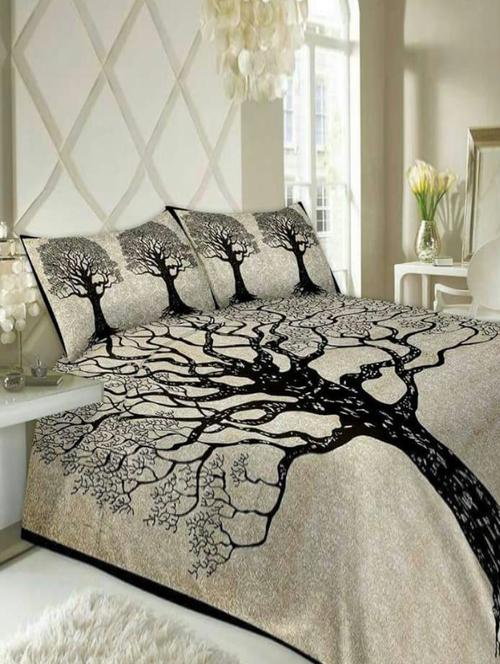 Floral Print Double bedsheet with two pillow covers - 14537680 - Very Small Image - 1