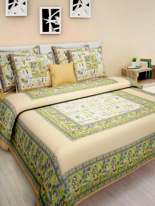 Ethnic Print Double bedsheet with two pillow covers - 14537683 - Very Small Image - 1