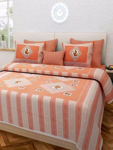 Ethnic Print Double bedsheet with two pillow covers - 14537704 - Very Small Image - 1