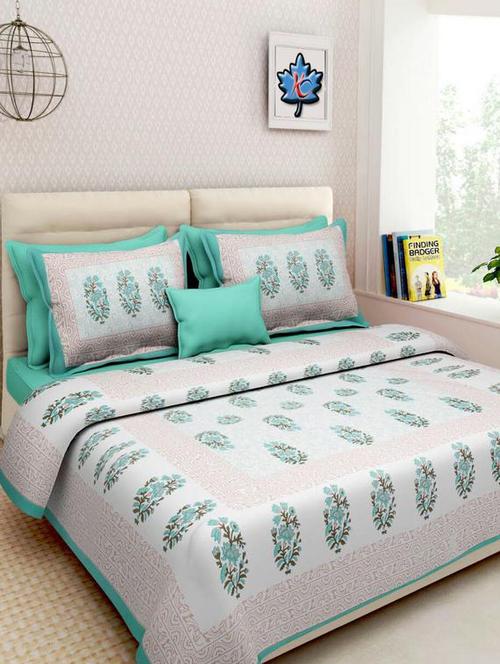 Ethnic Print Double bedsheet with two pillow covers - 14537707 - Very Small Image - 1