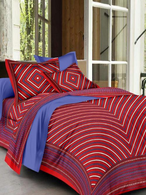 Geometric Print Double bedsheet with two pillow covers - 14537708 - Standard Image - 1