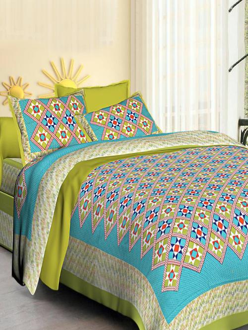 Ethnic Print Double bedsheet with two pillow covers - 14537716 - Very Small Image - 1