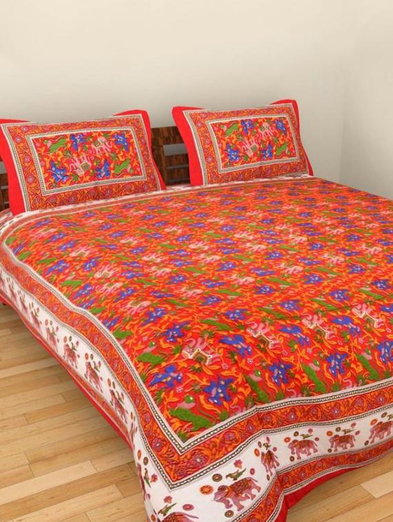 Ethnic Print Double bedsheet with two pillow covers - 14537718 - Zoom Image - 1