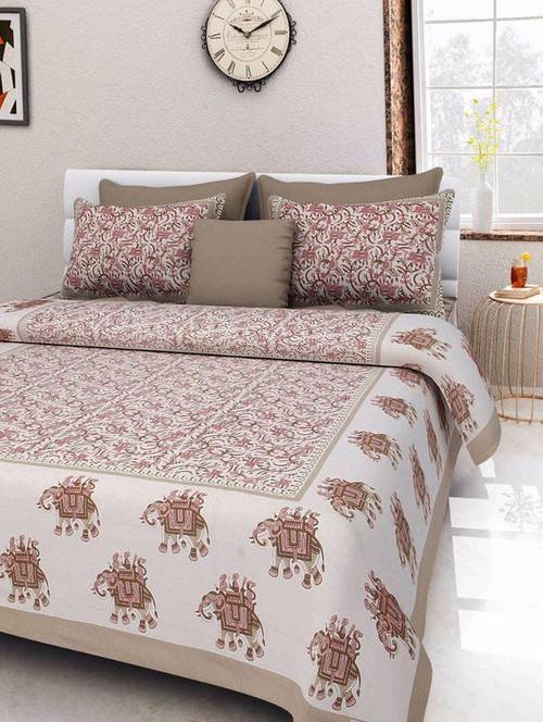 Ethnic Print Double bedsheet with two pillow covers - 14537720 - Very Small Image - 1