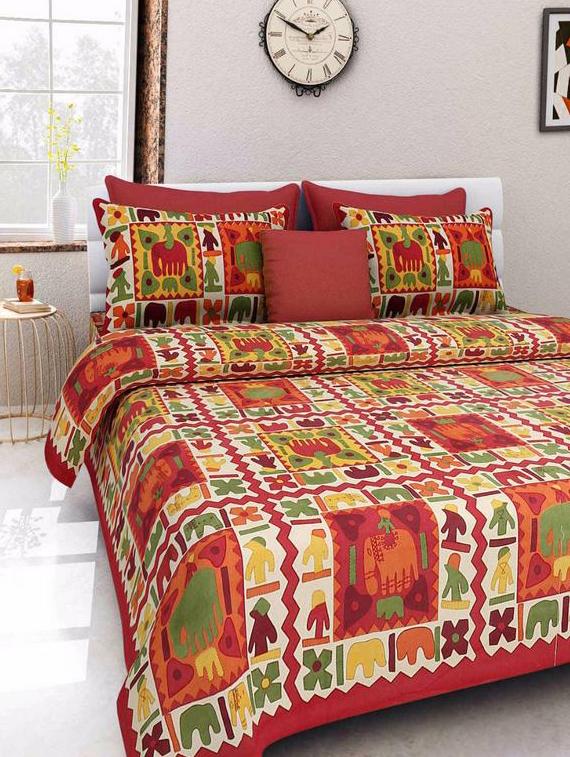 Ethnic Print Double bedsheet with two pillow covers - 14537724 - Zoom Image - 1