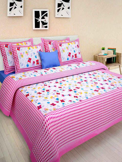 Floral Print Double bedsheet with two pillow covers - 14537727 - Standard Image - 1