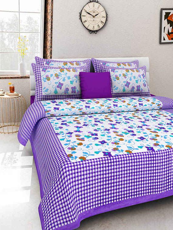Floral Print Double bedsheet with two pillow covers - 14537728 - Zoom Image - 1