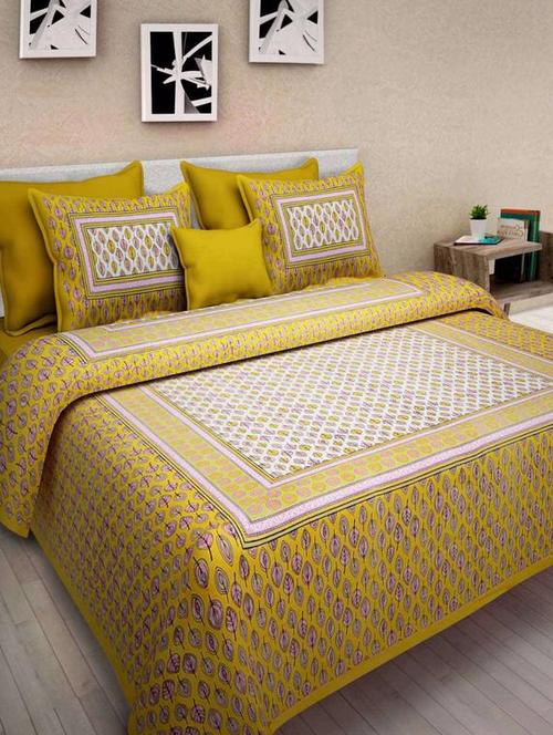 Ethnic Print Double bedsheet with two pillow covers - 14537736 - Very Small Image - 1
