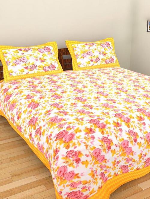 Floral Print Double bedsheet with two pillow covers - 14537744 - Very Small Image - 1