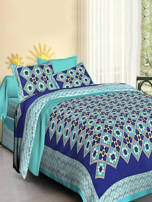 Geometric Print Double bedsheet with two pillow covers - 14537754 - Very Small Image - 1