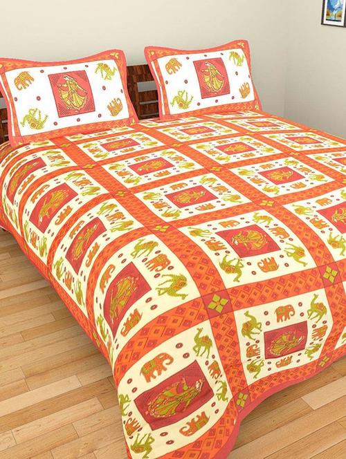 Ethnic Print Double bedsheet with two pillow covers - 14537756 - Very Small Image - 1