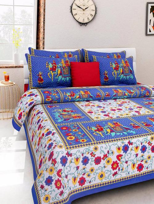 Ethnic Print Double bedsheet with two pillow covers - 14537759 - Standard Image - 1