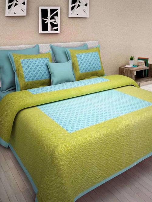 Ethnic Print Double bedsheet with two pillow covers - 14537763 - Very Small Image - 1