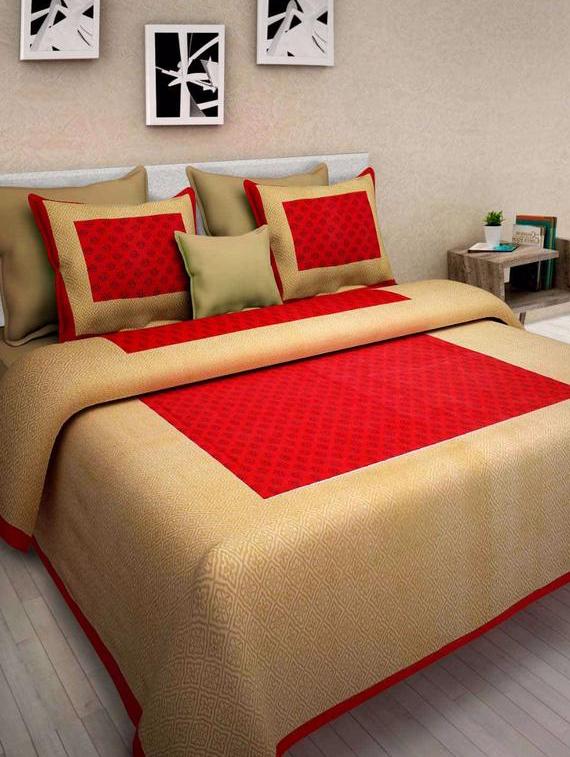 Ethnic Print Double bedsheet with two pillow covers - 14537764 - Zoom Image - 1