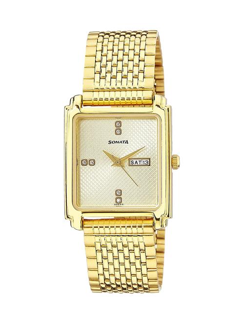 Sonata square dial Golden Watch For Men - 7053YM07 - 14537824 - Very Small Image - 1