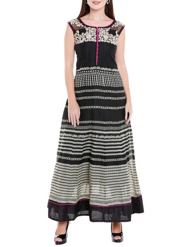 black cotton a-line kurta - 14537923 - Very Small Image - 1
