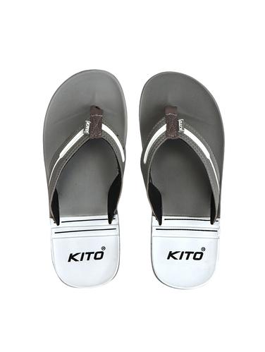 grey leatherette toe separator flip flops - 14538107 - Very Small Image - 1
