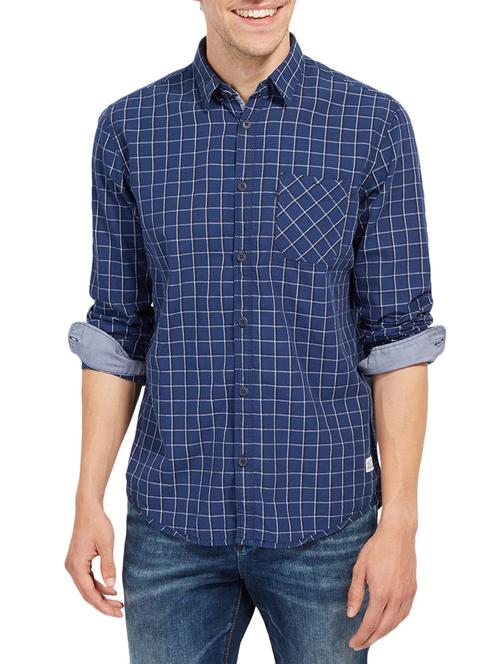 dark blue cotton casual shirt - 14538236 - Very Small Image - 1