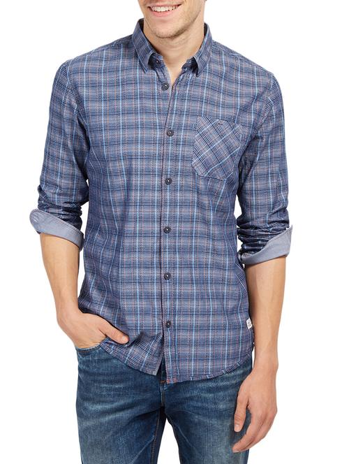 blue cotton casual shirt - 14538237 - Very Small Image - 1