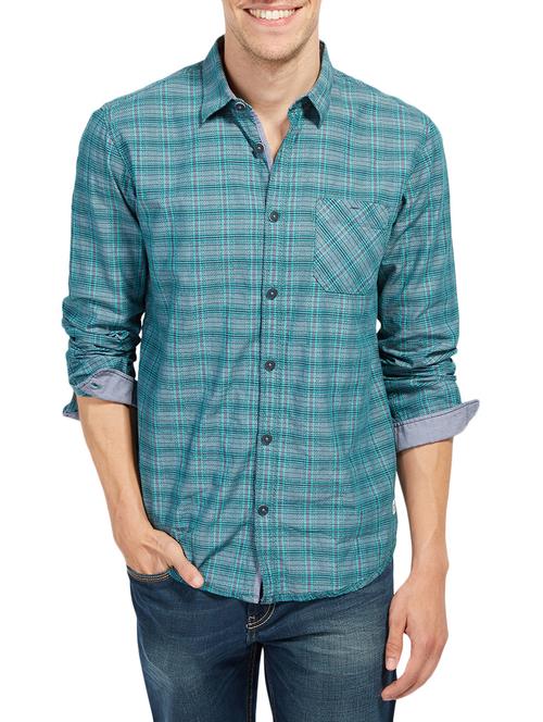 green cotton casual shirt - 14538239 - Very Small Image - 1