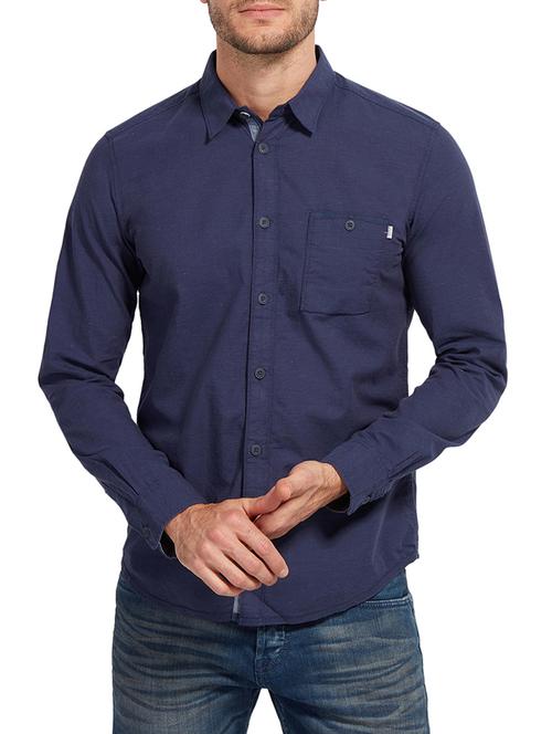 blue cotton casual shirt - 14538241 - Very Small Image - 1