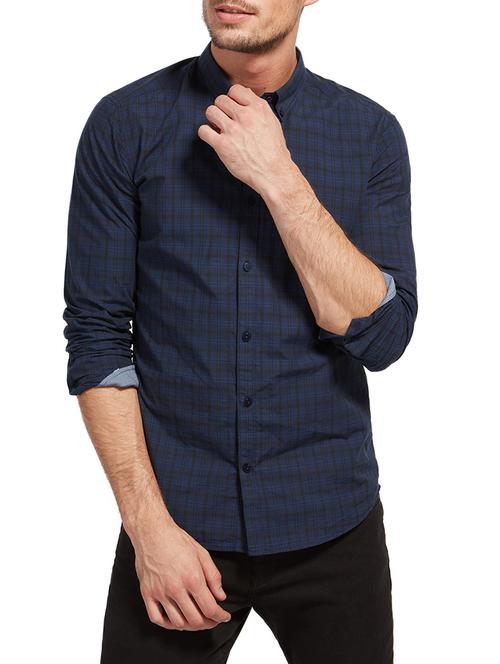 navy blue cotton casual shirt - 14538245 - Very Small Image - 1