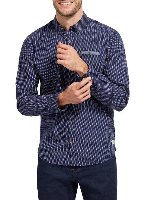 navy blue cotton casual shirt - 14538247 - Very Small Image - 1