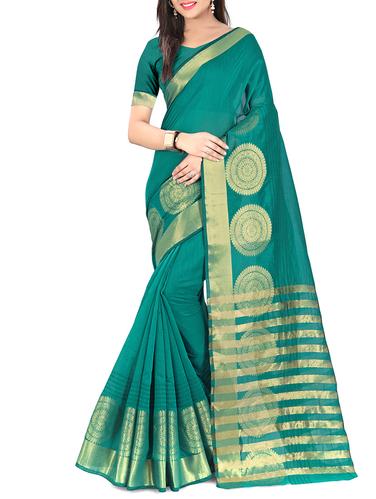 green cotton woven saree - 14538303 - Very Small Image - 1