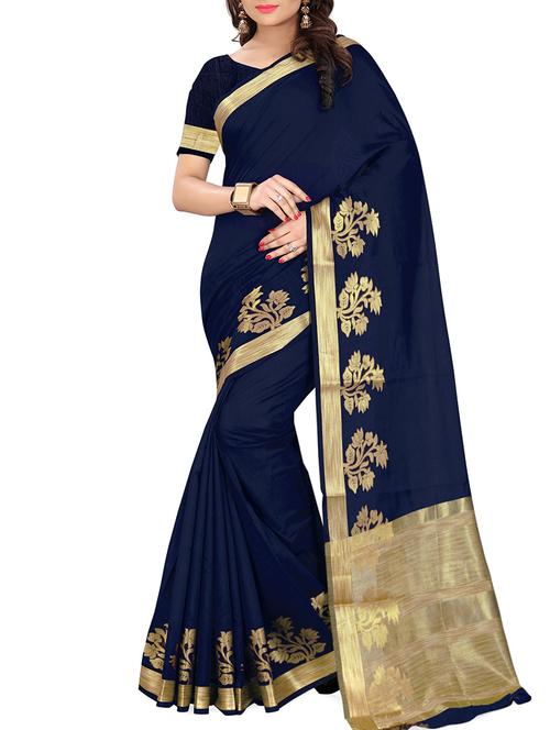 blue cotton woven saree - 14538310 - Very Small Image - 1
