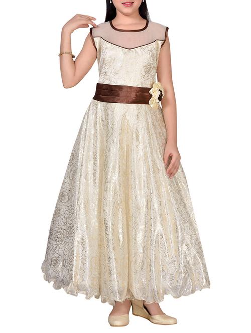 beige net party gown - 14538312 - Standard Image - 1