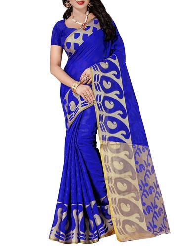 blue woven saree with blouse - 14538340 - Very Small Image - 1