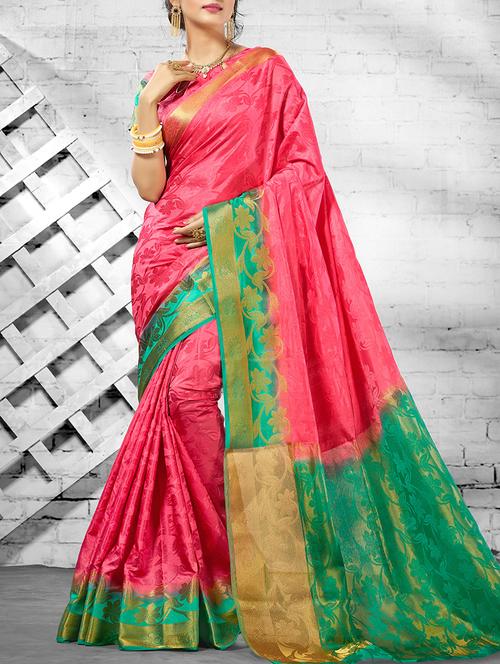 pink silk woven saree with blouse - 14538426 - Very Small Image - 1