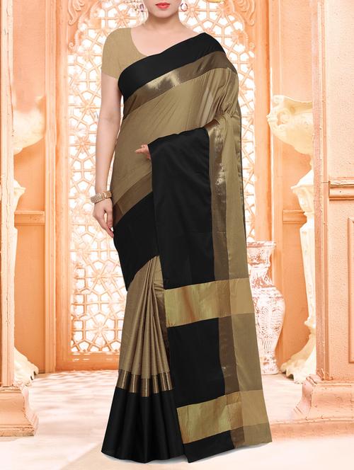 Beige Art Silk Bordered Saree - 14538435 - Very Small Image - 1